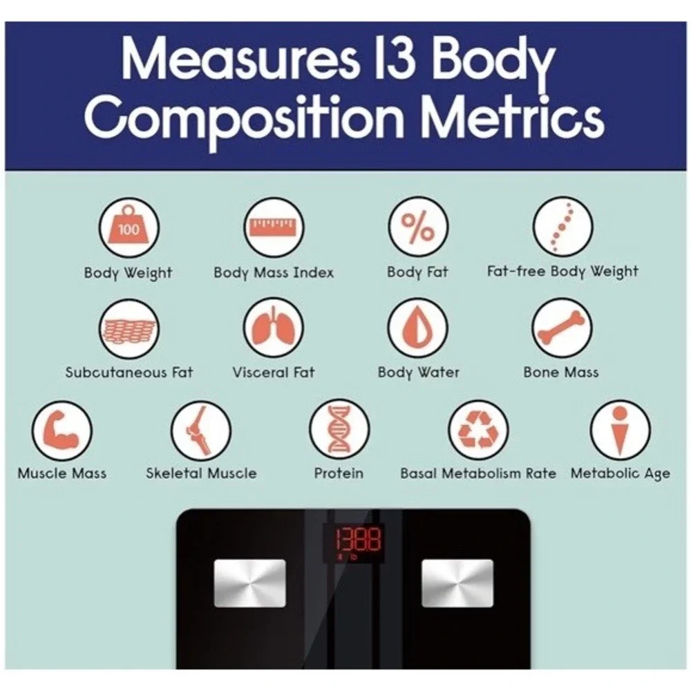 EnerPlex Digital Smart Scale Bluetooth Body Fat Composition Monitor Black New